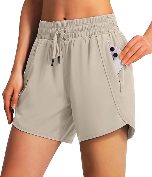 1.5-inch athletic running shorts, quick-drying, lightweight fitness shorts with zippered pockets, UPF 50+